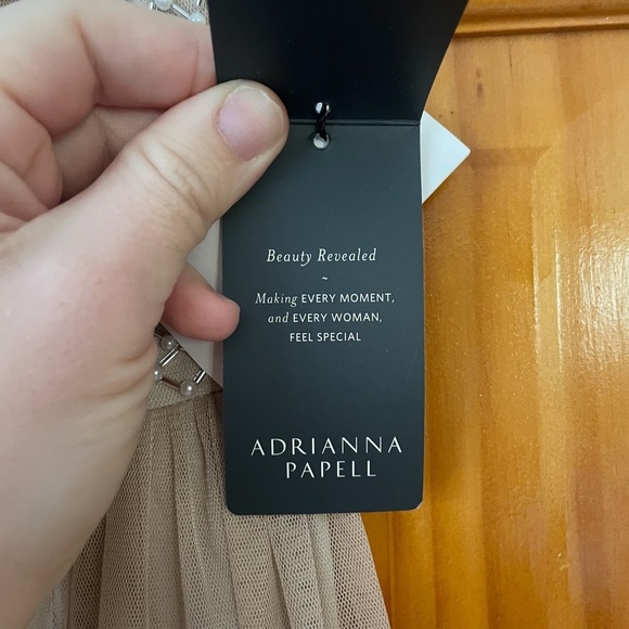 Adrianna Papell Anthropologie Champagne Bryce Beaded Gown Dress Sz 2 NWT - Picture 7 of 14